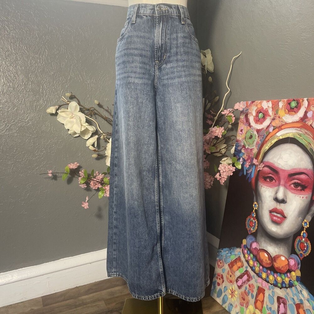 Gap Baggy High Rise Jeans Womens 6 28R Dark Wash Blue Wide Leg Denim Pants
